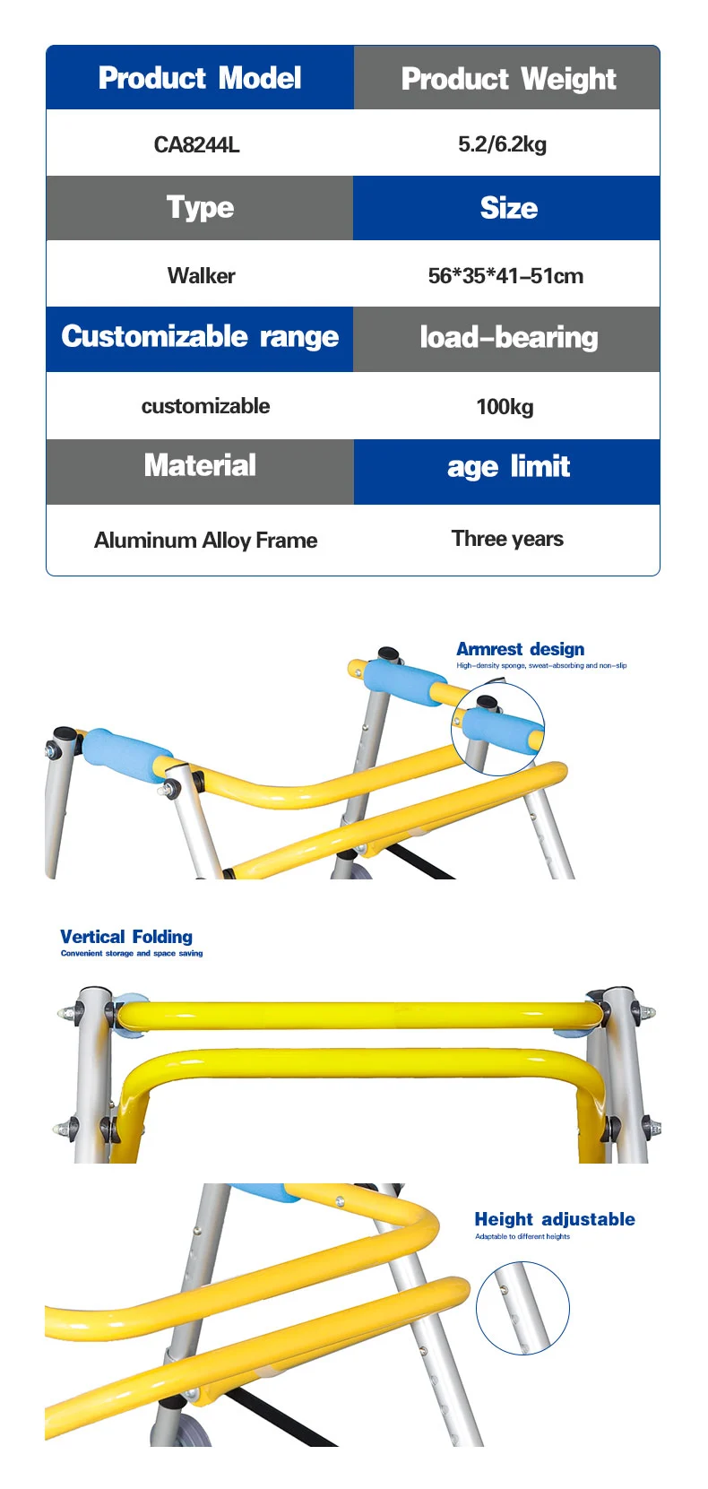 Adjustable Aluminum Alloy Walker