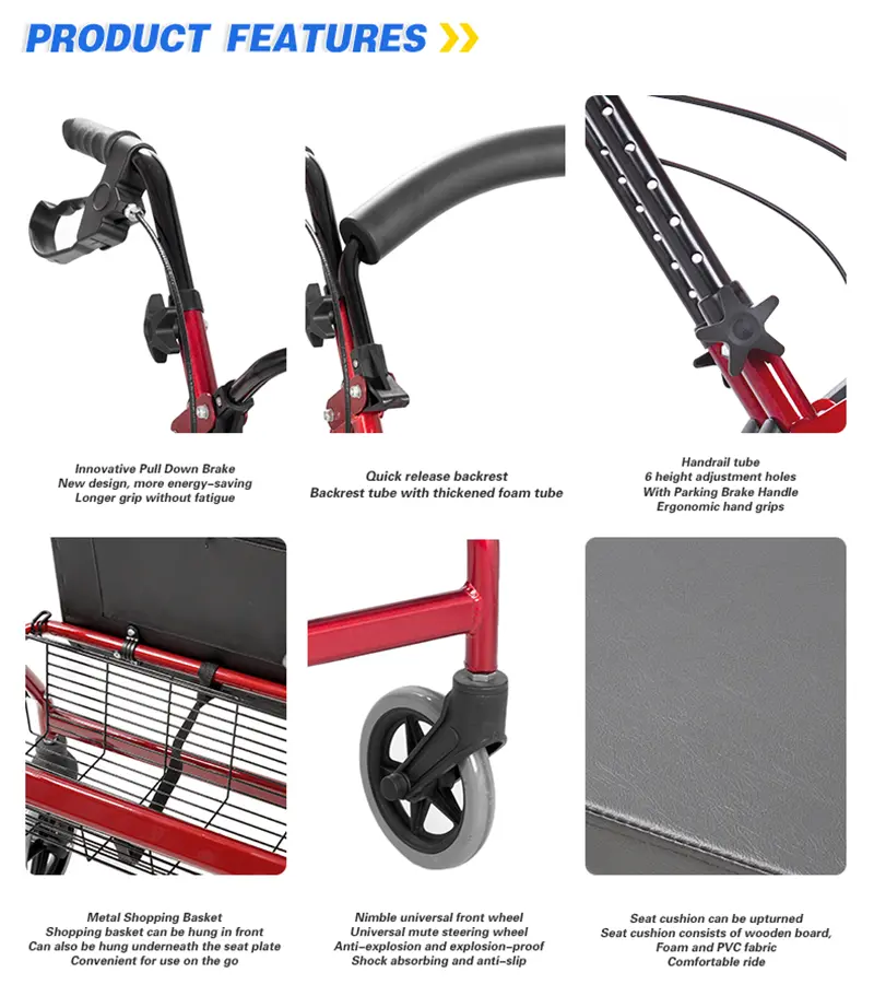 Folding Rollator Walker With Seat